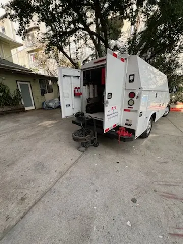 Magnet Plumbing service vehicle on-site for Grease Trap Cleaning in Estates at Cedar Hill